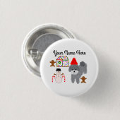 Grey Poodle Kerstmis #1 Button (Voorkant /achterkant)