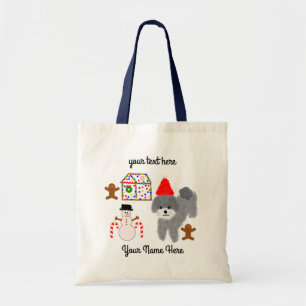 Grey Poodle Kerstmis #1 Canvas tas