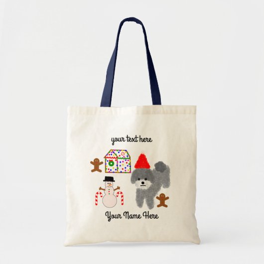 Grey Poodle Kerstmis #1 Canvas tas (Voorkant)