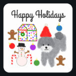 Grey Poodle Kerstmis #2-2 Stickers<br><div class="desc">Grijze kerstmis #2</div>