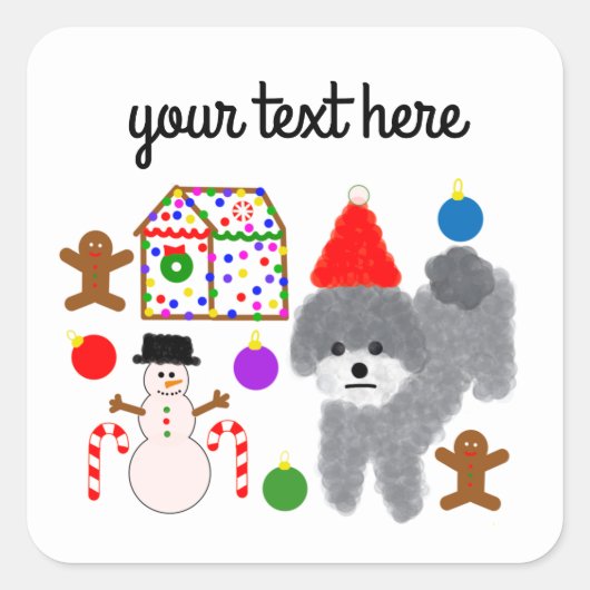 Grey Poodle Kerstmis #2-3 Stickers (Voorkant)