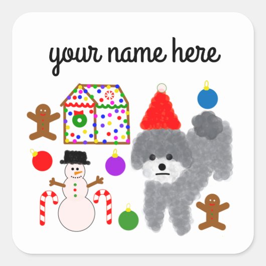 Grey Poodle Kerstmis #2-4 Stickers (Voorkant)