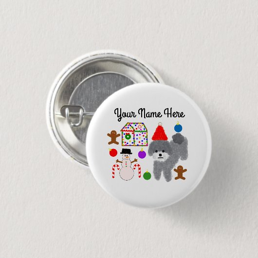 Grey Poodle Kerstmis #2 Button (Voorkant /achterkant)