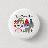 Grey Poodle Kerstmis #2 Button (Voorkant)