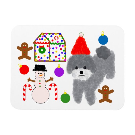 Grey Poodle Kerstmis #2 Magnet Magneet (Horizontaal)