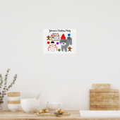 Grey Poodle Kerstmis #2 Poster (Keuken)