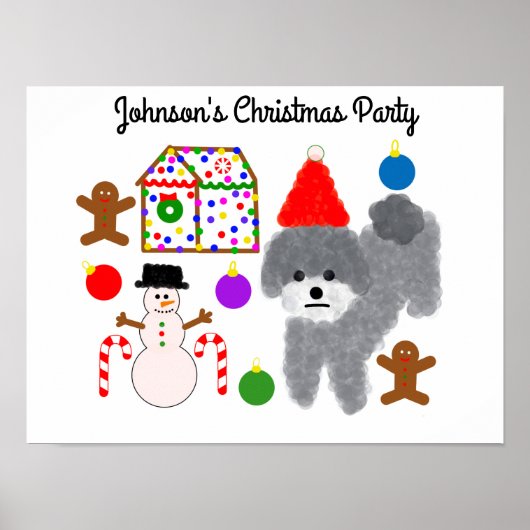 Grey Poodle Kerstmis #2 Poster (Voorkant)