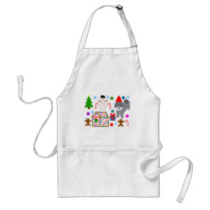 Grey Poodle Kerstmis 3 Adult Apron Standaard Schort