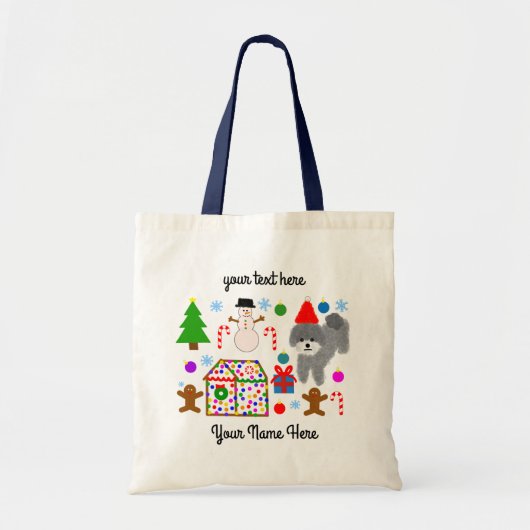 Grey Poodle Kerstmis #3 Canvas tas (Voorkant)