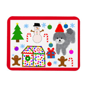 Grey Poodle Kerstmis #3 Magnet Magneet