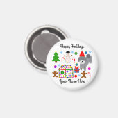 Grey Poodle Kerstmis #3 Round Magnet (Voorkant / Achterkant)