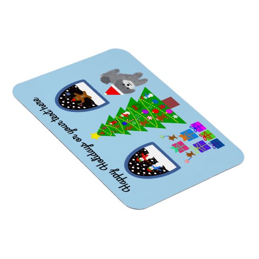 Grey Poodle Kerstmis #4 Magnet Magneet (Rechterzijde)