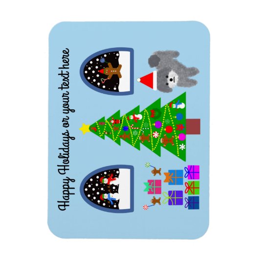 Grey Poodle Kerstmis #4 Magnet Magneet (Verticaal)