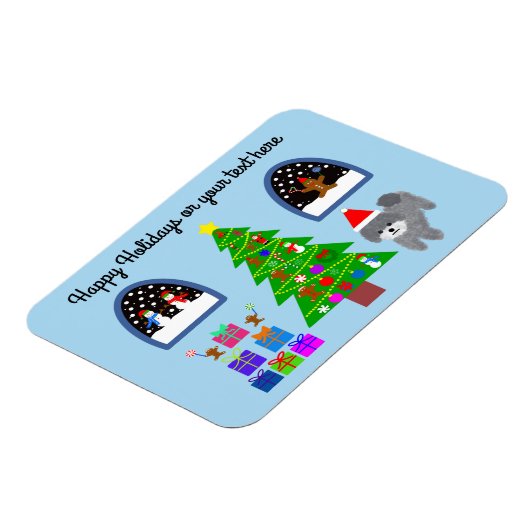 Grey Poodle Kerstmis #4 Magnet Magneet (Linkerzijde)