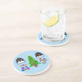 Grey Poodle Kerstmis #4 Onderzetter (Zijkant)