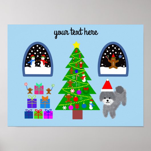 Grey Poodle Kerstmis #4 Poster (Voorkant)