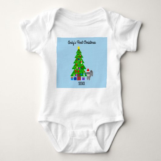 Grey Poodle Kerstmis #5 Baby Bodysuit (Voorkant)