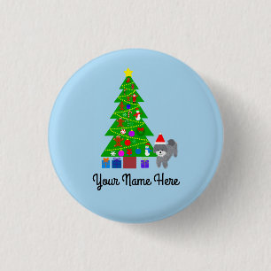 Grey Poodle Kerstmis #5 Button