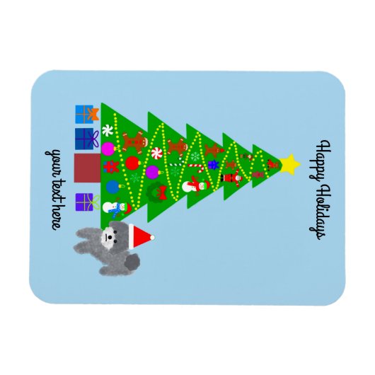 Grey Poodle Kerstmis #5 Magnet Magneet (Horizontaal)