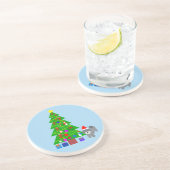 Grey Poodle Kerstmis #5 Onderzetter (Zijkant)