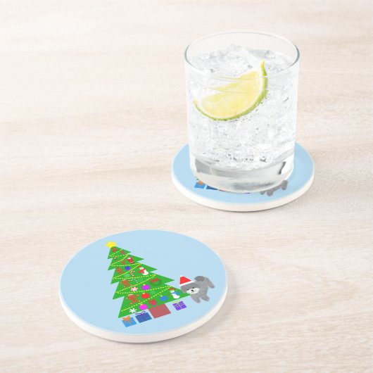 Grey Poodle Kerstmis #5 Onderzetter (Zijkant)