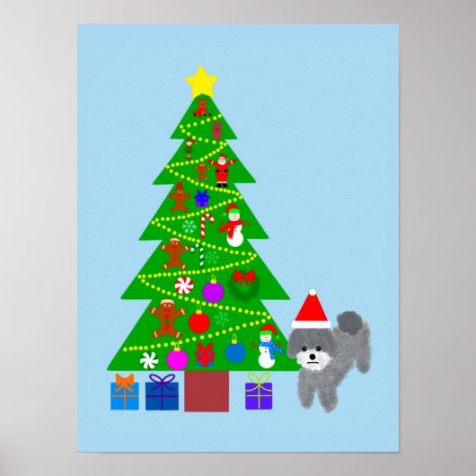 Grey Poodle Kerstmis #5 Poster (Voorkant)