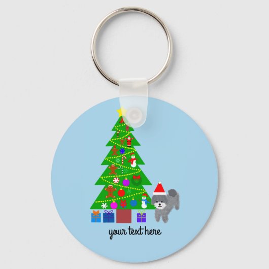 Grey Poodle Kerstmis #5 Sleutelhanger (Voorkant)