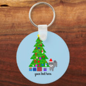 Grey Poodle Kerstmis #5 Sleutelhanger (Voorkant)