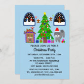 Grey Poodle Kerstmis #6-2 Uitnodigingskaart Save The Date (Voorkant / Achterkant)