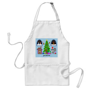 Grey Poodle Kerstmis #6 Apron Standaard Schort
