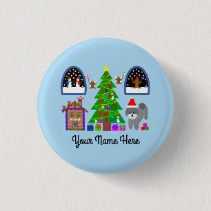 Grey Poodle Kerstmis #6 Button