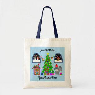 Grey Poodle Kerstmis #6 Canvas tas