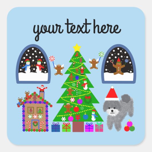 Grey Poodle Kerstmis #6 Stickers (Voorkant)
