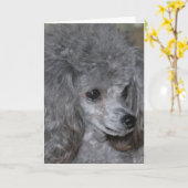 Grey Poodle Note Kaart (Gele Bloem)
