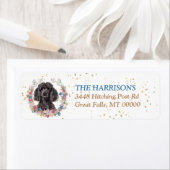 Grey Poodle Spring Flowers Wreate Etiket (Insitu)