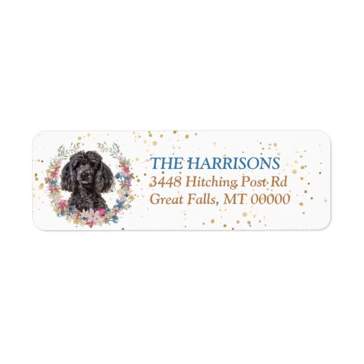 Grey Poodle Spring Flowers Wreate Etiket (Voorkant)