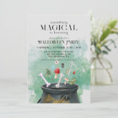 Grey Potions & Spells Witches Cauldron Halloween Kaart (Staand voorkant)