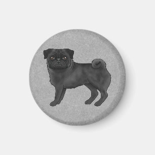 Grey Pug Dog Canine Schattigee Cartoon Illustratie Magneet