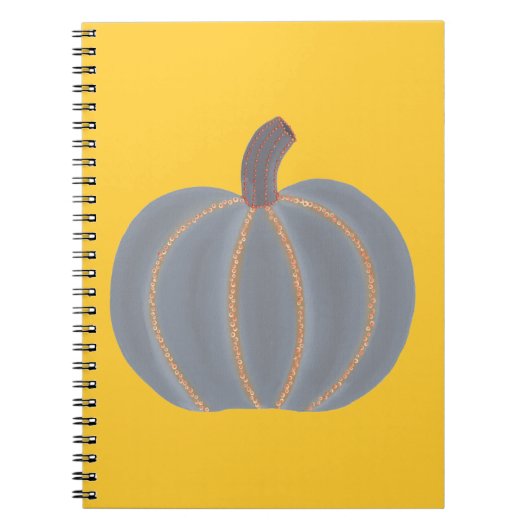 Grey Pumpkin Sinaasappel Lights Halloween Notitieb Notitieboek (Voorkant)