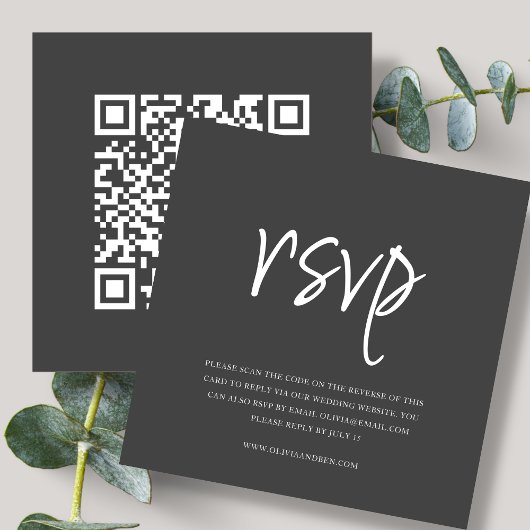 Grey | QR-code | Bruiloft RSVP Informatiekaartje