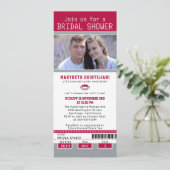 Grey Red Football Ticket Vrijgezellenfeest Kaart (Staand voorkant)