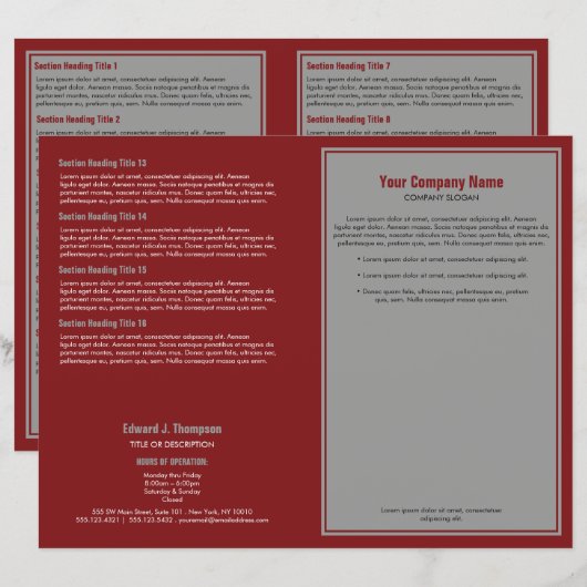 Grey Red Simple Border Brochure (Voorkant / Achterkant)