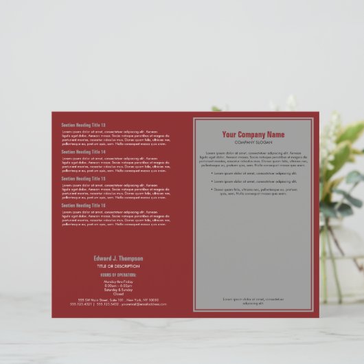 Grey Red Simple Border Brochure (Staand voorkant)