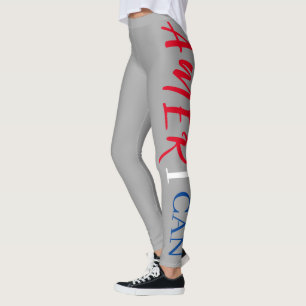 Grey Red White Blue Woman African America Le Leggings
