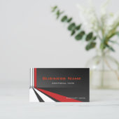 Grey Red & White Visitekaartje voor bedrijven (Staand voorkant)