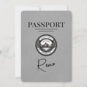 Grey Reno Passport Huwelijksuitnodiging Kaart (Achterkant)