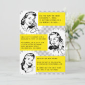 Grey Retro Gossip Gals Bachelorette Party nodigt u Kaart (Staand voorkant)
