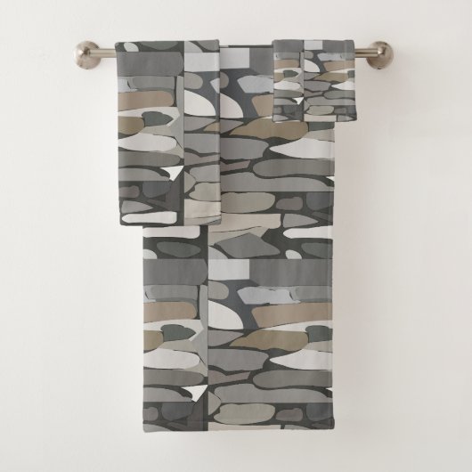 Grey Rock Stone Patroon Bad Handdoek (Insitu)