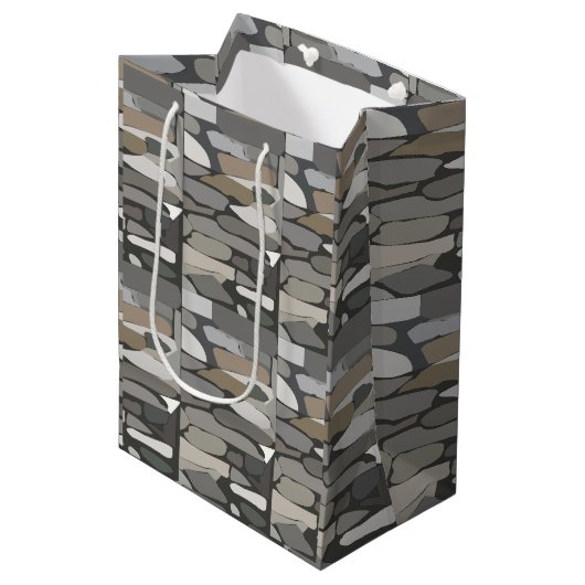 Grey Rock Stone Patroon Medium Cadeauzakje (Voorkant Gekanteld)