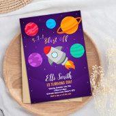 Grey Rocket Blast Off verjaardagsuitnodiging Kaart